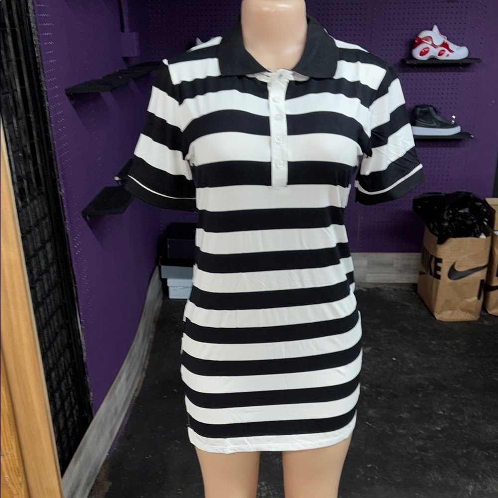 Black and White Buttoned Mini Skirt